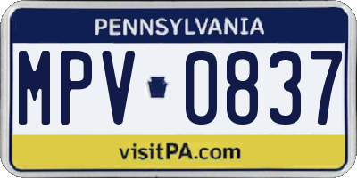 PA license plate MPV0837