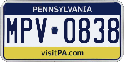 PA license plate MPV0838
