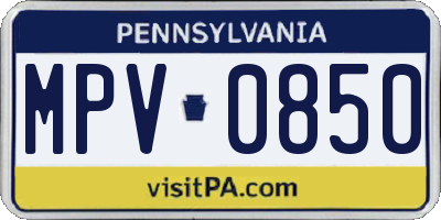 PA license plate MPV0850