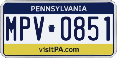 PA license plate MPV0851