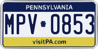 PA license plate MPV0853