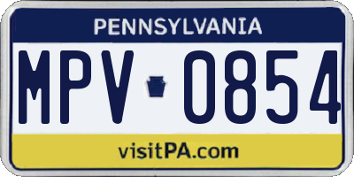 PA license plate MPV0854