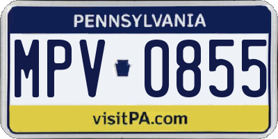 PA license plate MPV0855