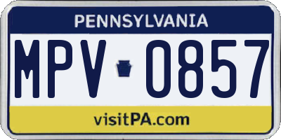 PA license plate MPV0857
