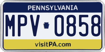 PA license plate MPV0858