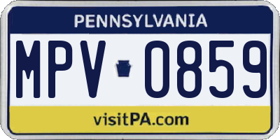 PA license plate MPV0859
