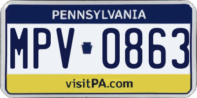 PA license plate MPV0863