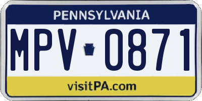PA license plate MPV0871