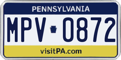PA license plate MPV0872