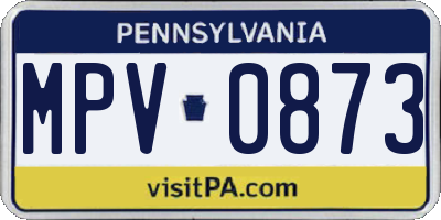 PA license plate MPV0873