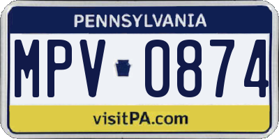 PA license plate MPV0874