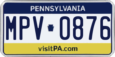 PA license plate MPV0876