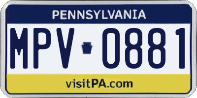PA license plate MPV0881