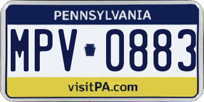 PA license plate MPV0883