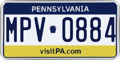 PA license plate MPV0884