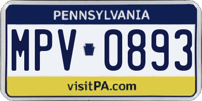 PA license plate MPV0893