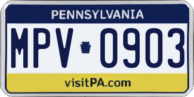 PA license plate MPV0903