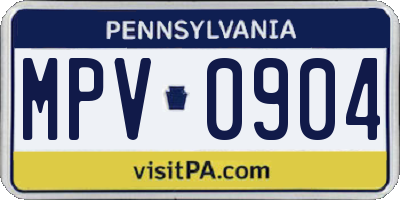 PA license plate MPV0904