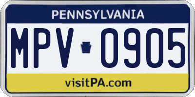 PA license plate MPV0905