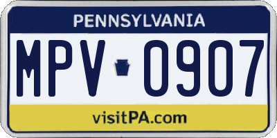 PA license plate MPV0907