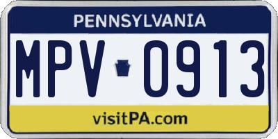 PA license plate MPV0913