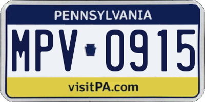 PA license plate MPV0915