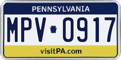 PA license plate MPV0917