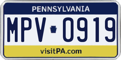PA license plate MPV0919