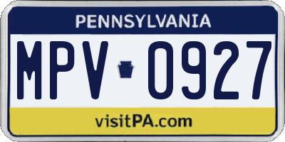 PA license plate MPV0927