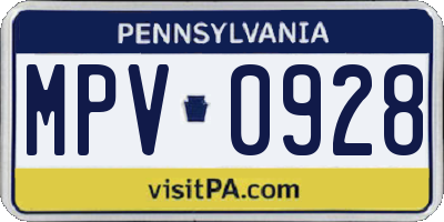 PA license plate MPV0928