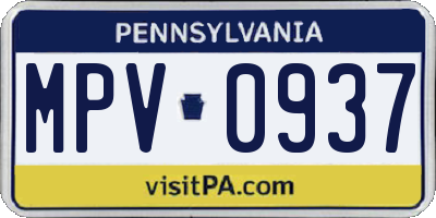 PA license plate MPV0937