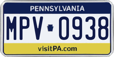 PA license plate MPV0938