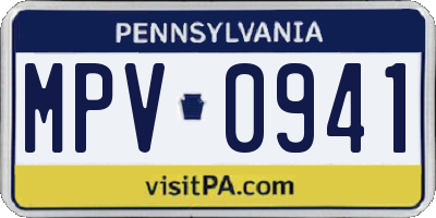 PA license plate MPV0941