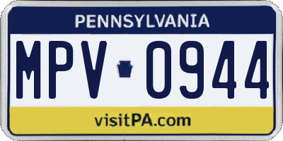 PA license plate MPV0944