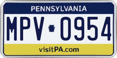 PA license plate MPV0954