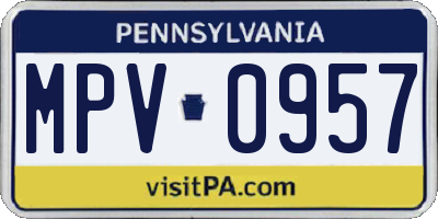 PA license plate MPV0957
