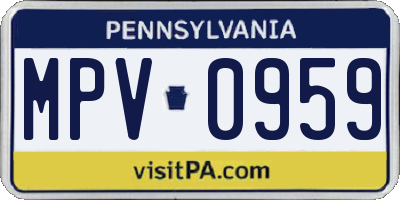 PA license plate MPV0959