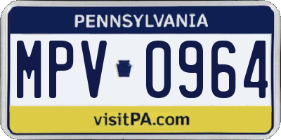 PA license plate MPV0964