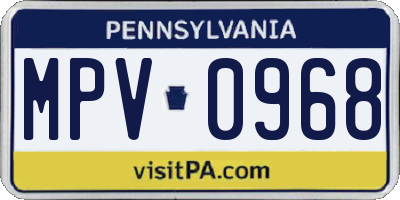 PA license plate MPV0968