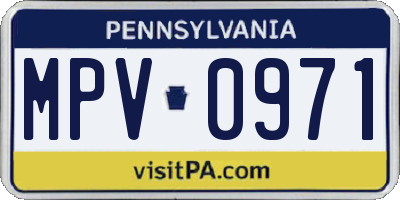 PA license plate MPV0971