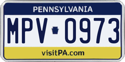 PA license plate MPV0973
