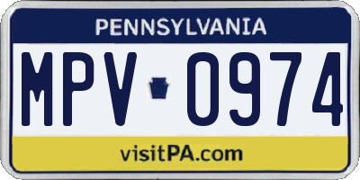 PA license plate MPV0974