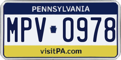 PA license plate MPV0978