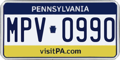 PA license plate MPV0990