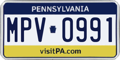 PA license plate MPV0991