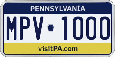 PA license plate MPV1000