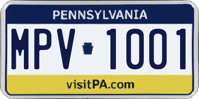 PA license plate MPV1001