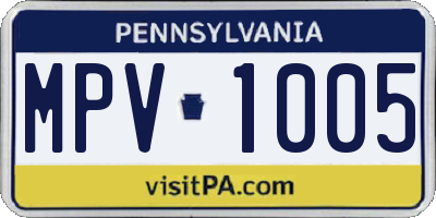 PA license plate MPV1005