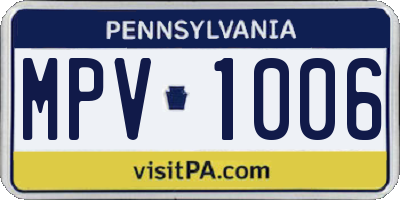 PA license plate MPV1006