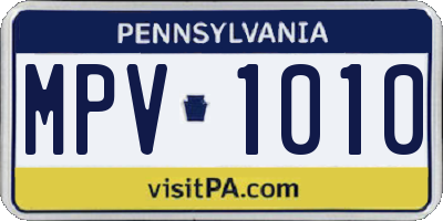 PA license plate MPV1010